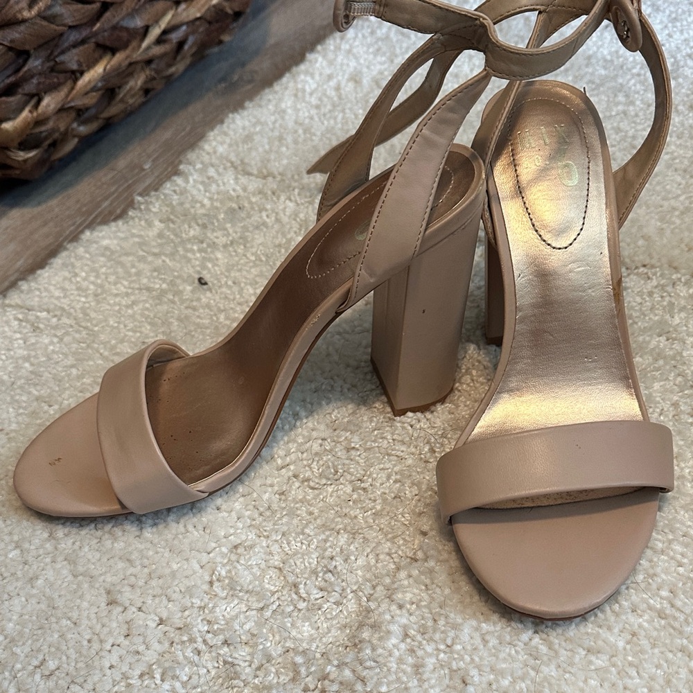 Elegant Nude Block Heel Sandals